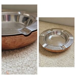 MCM‎ Wood Ashyray Stako Stainless Steel Oak Warm Golden XL Barware Sweden Retro